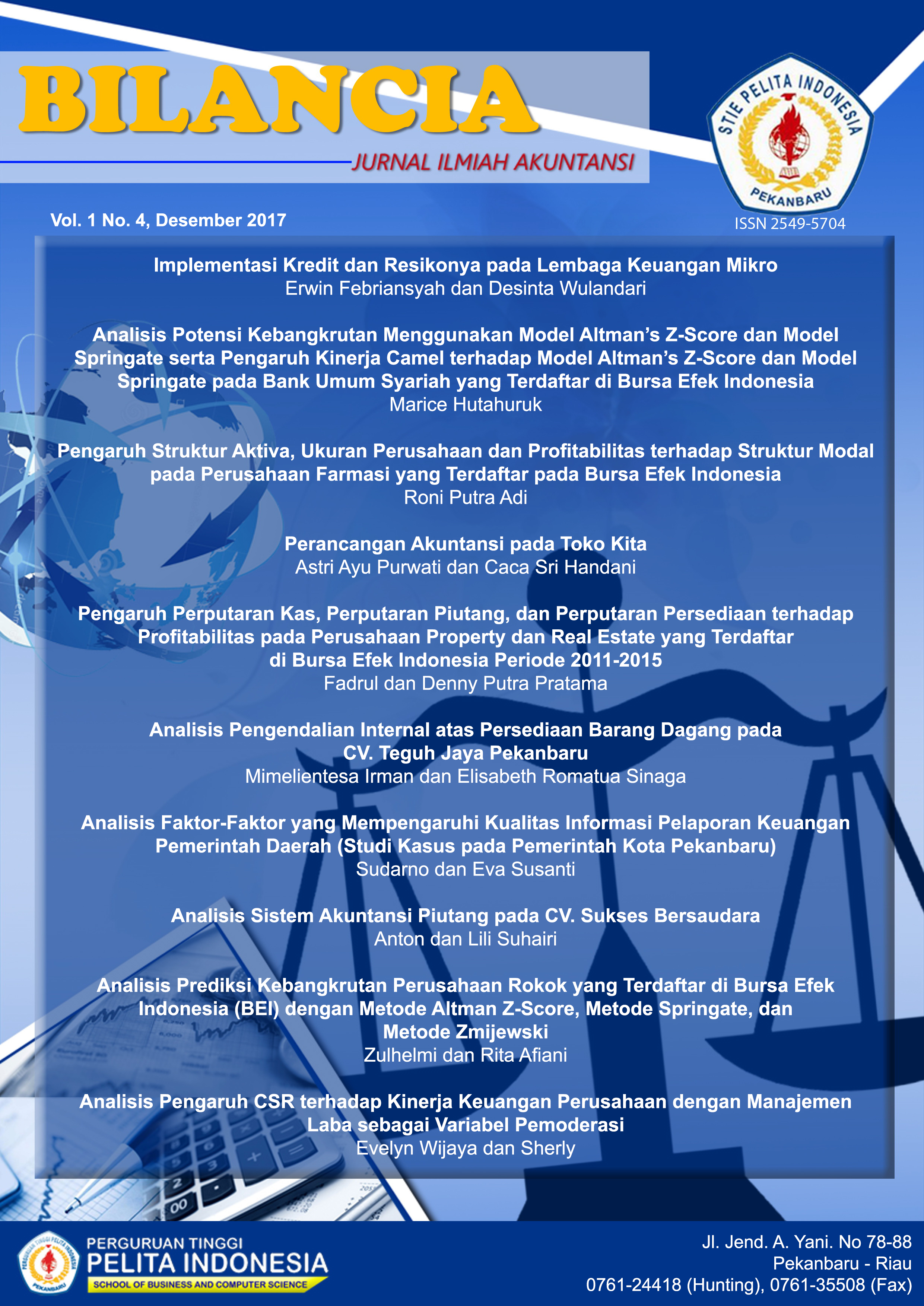 					View Vol. 1 No. 4 (2017): Bilancia : Jurnal Ilmiah Akuntansi
				